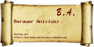 Berauer Aniziusz névjegykártya